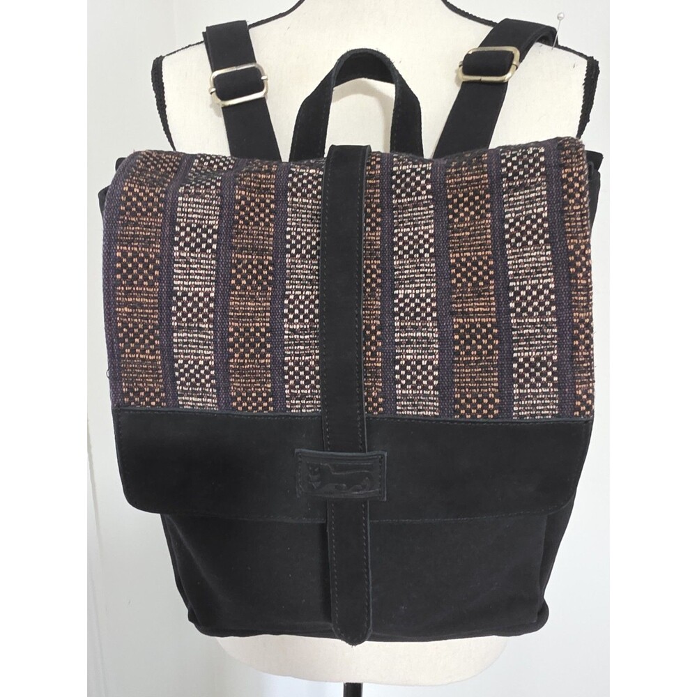 Ultra Rare MESSENGER BACKPACK by Sop Moei Arts SUEDE Woven Aztec Made in Bangkok
